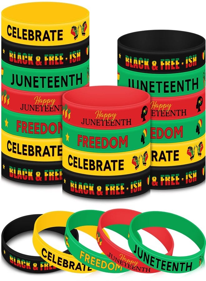 Batiyeer Juneteenth Party Favors 60 Pcs Juneteenth Day Silicone Wristbands Rubber Bracelets Freedom Day Patriotic Supplies for Women Men African Afro Independence Supplies Goodie Bag Fillers, 5 Styles - Image 1