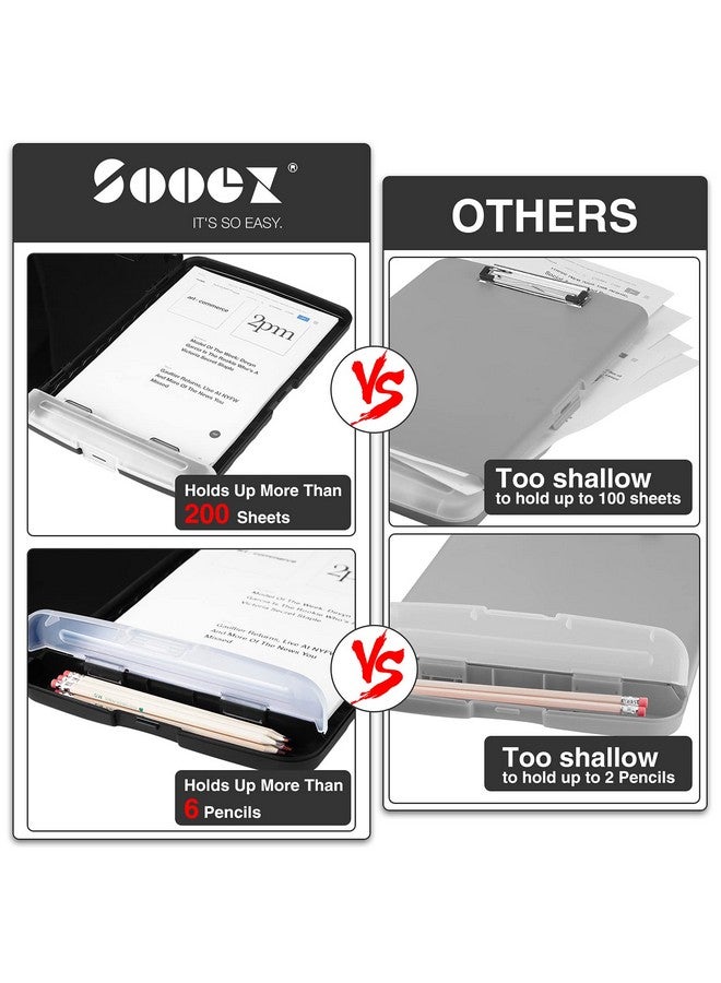 Sooez Clipboard With Storage High Capacity Nursing Clipboards With Pen Holder Heavy Duty Plastic Storage Clipboard With Low Profile Clip Clipboard Folder Teacher Must Haves Office Supplies - Image 4