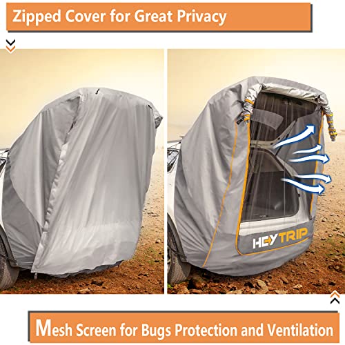HEYTRIP SUV Tailgate Tent with Awning Shade Waterproof Windproof Hatchback Camping Car Tent, Universal Fit Most SUV/Van/MPV/CUV, Gray - Image 2