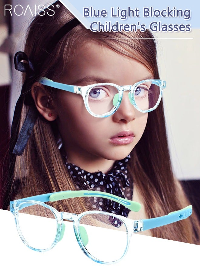 Kids Blue Light Blocking Glasses, Anti Eyestrain Computer Glasses, Gaming Eyewear UV400 Protection with Light Weight TR90 Frame for Boys Girls and Children Age 3-12, Light Blue