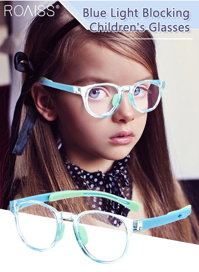 roaiss Kids Blue Light Blocking Glasses, Anti Eyestrain Computer Glasses, Gaming Eyewear UV400 Protection with Light Weight TR90 Frame for Boys Girls and Children Age 3-12, Light Blue  - Image 1
