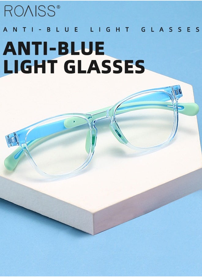 roaiss Kids Blue Light Blocking Glasses, Anti Eyestrain Computer Glasses, Gaming Eyewear UV400 Protection with Light Weight TR90 Frame for Boys Girls and Children Age 3-12, Light Blue  - Image 2