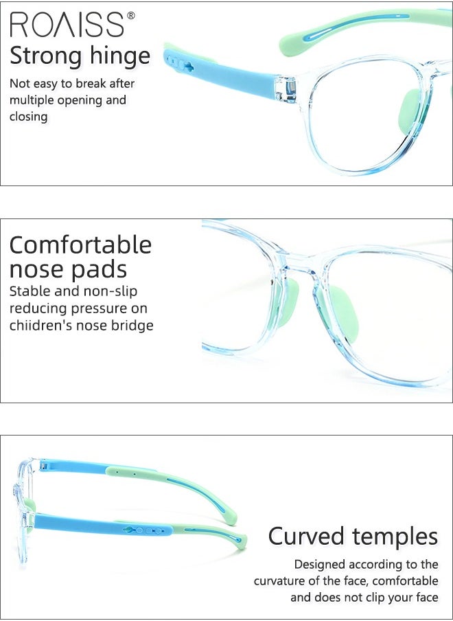 roaiss Kids Blue Light Blocking Glasses, Anti Eyestrain Computer Glasses, Gaming Eyewear UV400 Protection with Light Weight TR90 Frame for Boys Girls and Children Age 3-12, Light Blue  - Image 4