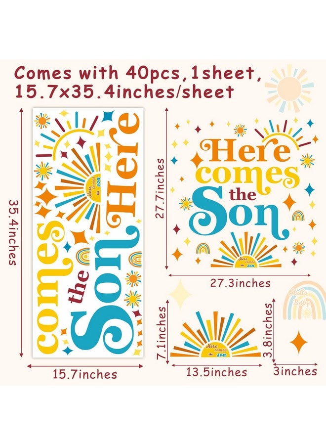 Barri Design Here Comes The Son Party Decal Baby Shower Backdrop Stickers for Arch Gender Reveal Decorations for Balloon Arch Stickers Welcome Baby Sign Decor Baby Boy Birthday Wall Decorations - Image 5
