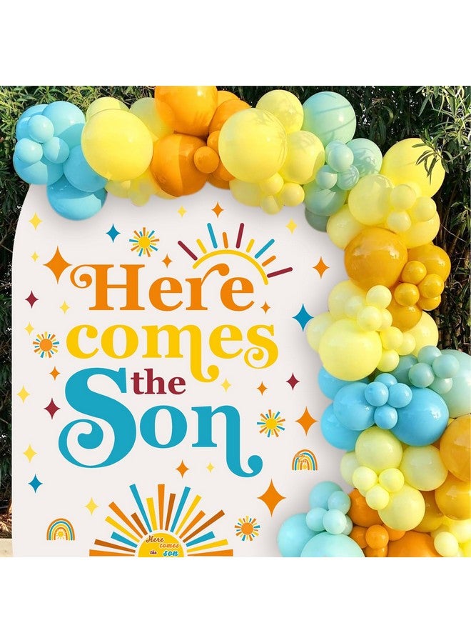 Barri Design Here Comes The Son Party Decal Baby Shower Backdrop Stickers for Arch Gender Reveal Decorations for Balloon Arch Stickers Welcome Baby Sign Decor Baby Boy Birthday Wall Decorations - Image 1
