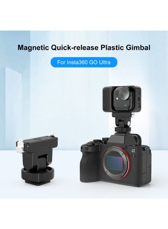 بولوز قاعدة فك سريع مغناطيسية لـ Insta360 GO Ultra – ملحق توسيع كاميرا، حامل من ABS وألومنيوم، تثبيت آمن في ثانية، إمالة قابلة حتى 75°، مزود بمنفذ 1/4 وحذاء بارد - Image 2