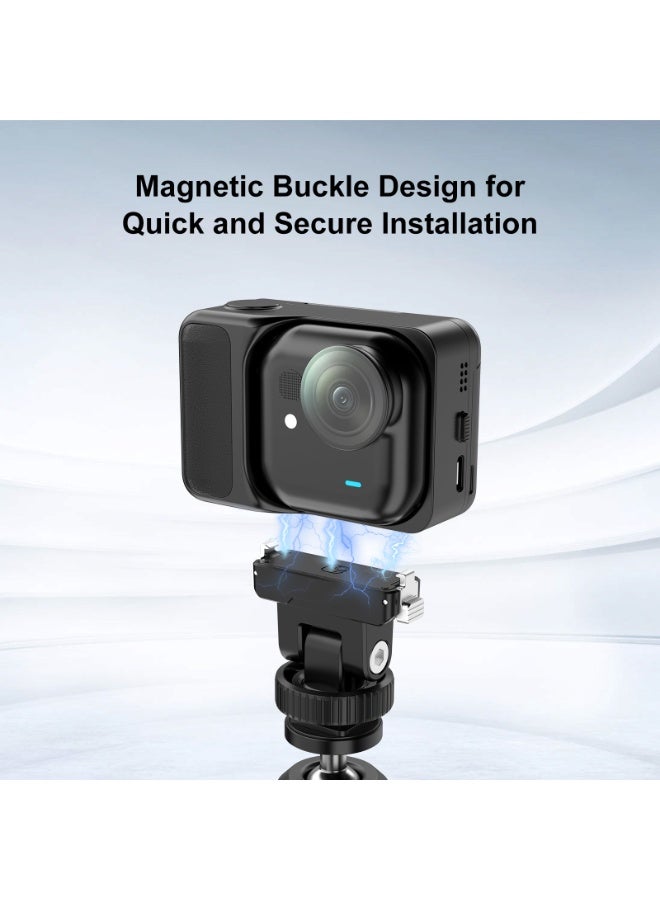 بولوز قاعدة فك سريع مغناطيسية لـ Insta360 GO Ultra – ملحق توسيع كاميرا، حامل من ABS وألومنيوم، تثبيت آمن في ثانية، إمالة قابلة حتى 75°، مزود بمنفذ 1/4 وحذاء بارد - Image 5