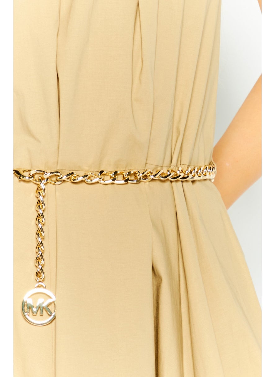 Michael Kors Women Solid Chain Midi Dress, Light Khaki  - Image 3
