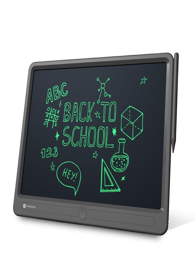 Portronics Ruffpad 15 Re-Writable LCD Screen 38.1cm (15-inch) Writing Pad for Drawing, Playing, Handwriting Gifts for Kids & Adults (Grey) - Image 1