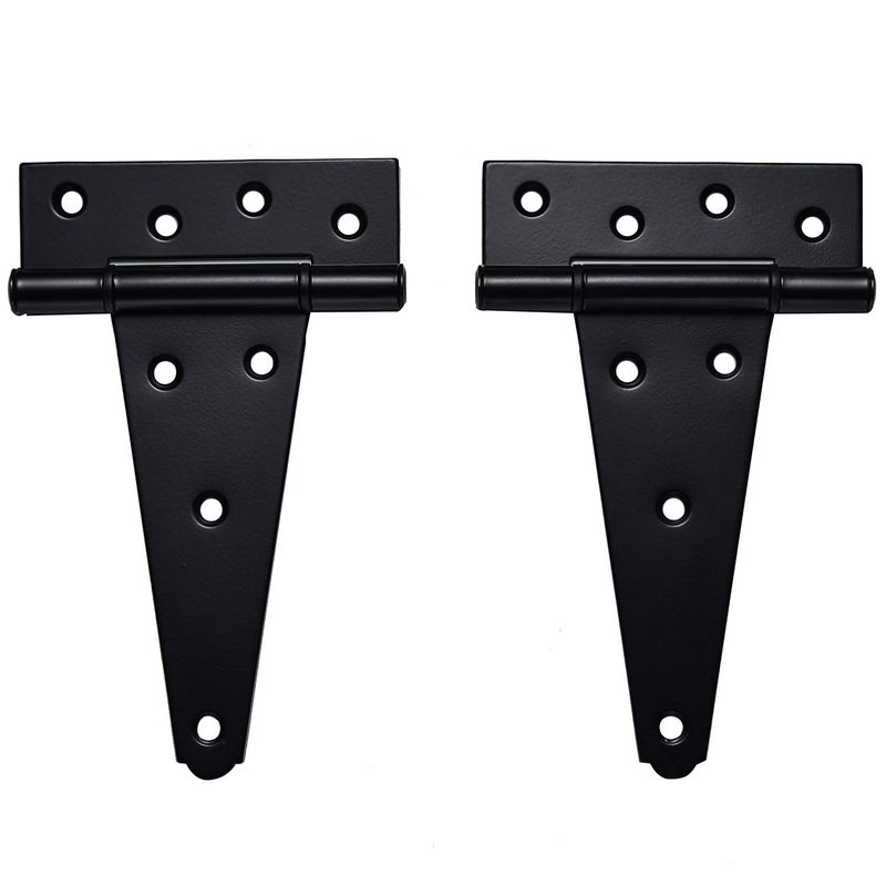 SANKINS 6 Inch TStrap Shed Door Hinges Heavy DutyBlack Tee Hinge for Wooden FencesYard DoorBarn Door Gates Wrought Hardware Rustproof2PackSet