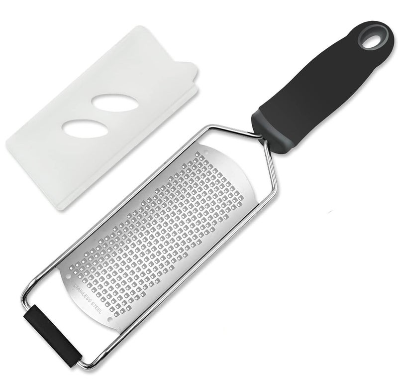 Baskety Lemon Zester & Cheese Grater Razor Sharp Stainless Steel Blade for Parmesan, Ginger, Garlic, Vegetables & Fruits - 12 Inch (Black) - Image 1