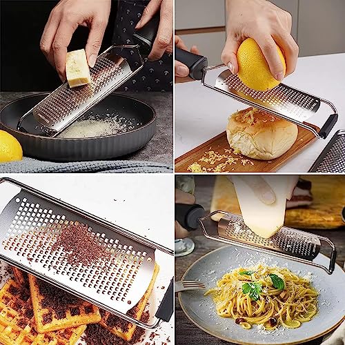 Baskety Lemon Zester & Cheese Grater Razor Sharp Stainless Steel Blade for Parmesan, Ginger, Garlic, Vegetables & Fruits - 12 Inch (Black) - Image 5