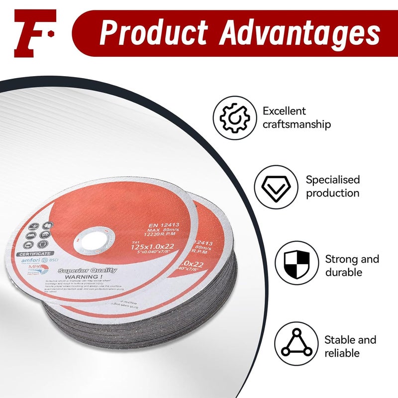 findmall 100 Pack 5" x.040 x7/8" Cut-Off Wheel - Metal & Stainless Steel Cutting Discs - Image 5