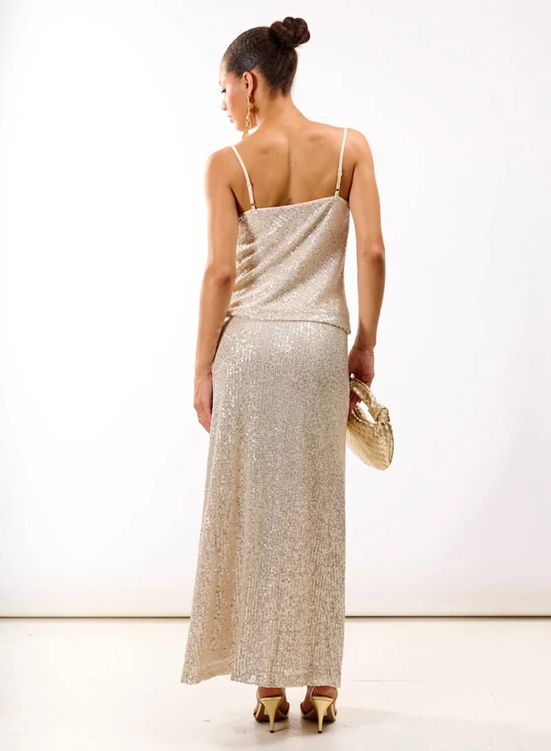 Needs No Label  Cream Sequin Midaxi Skirt for Women | Best Price UAE