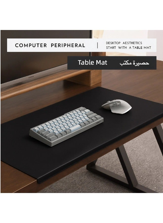 Leather Desk Mat with Folded Edge – Anti-Slip Office Mouse Pad & Keyboard Mat – Black - Image 1