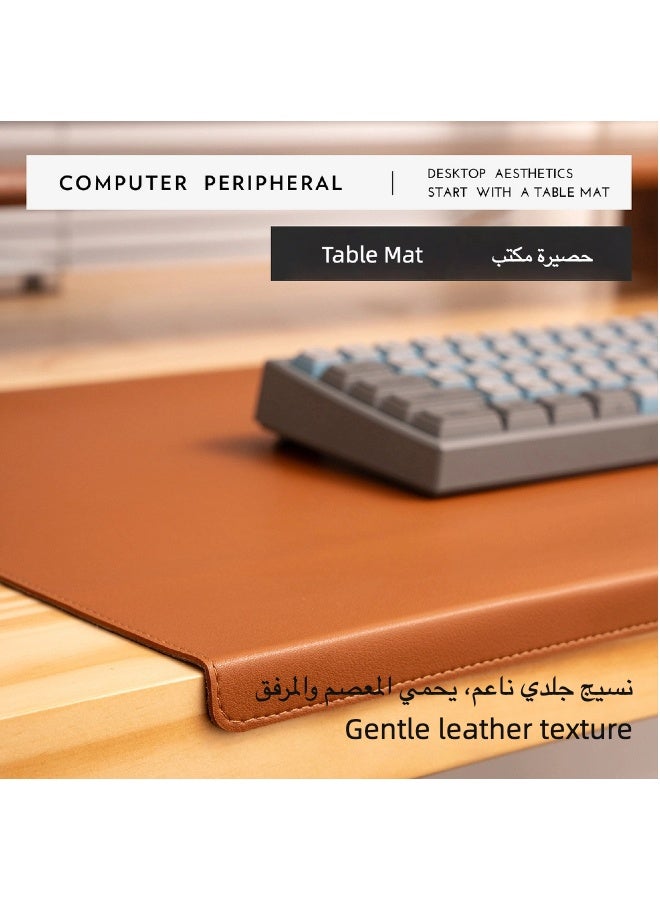 Leather Desk Mat with Folded Edge – Anti-Slip Office Mouse Pad & Keyboard Mat – Black - Image 4
