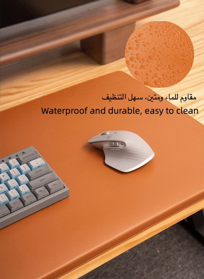 Leather Desk Mat with Folded Edge – Anti-Slip Office Mouse Pad & Keyboard Mat – Black - Image 5