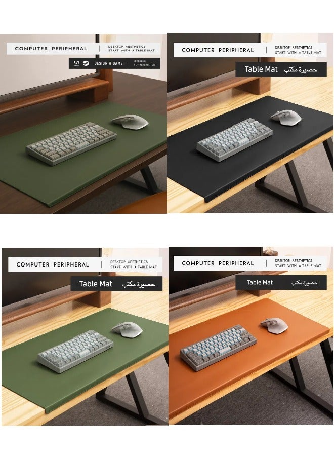 Leather Desk Mat with Folded Edge – Anti-Slip Office Mouse Pad & Keyboard Mat – Black - Image 2