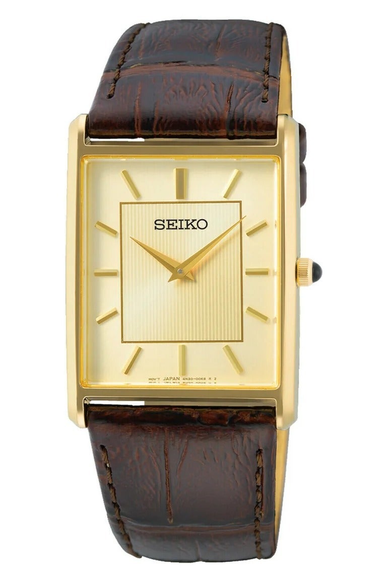 Seiko SWR064P1 Essentials Gold-Tone Rectangular Quartz Men's Watch - Image 2