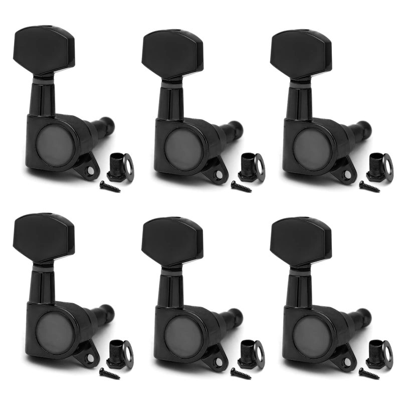 SAPHUE 6 Pieces 6R Guitar tuner pegs,Big Square Sealed guitar tuning pegs tuners machine heads,for Acoustic or Electric Guitar (Black) - Image 1