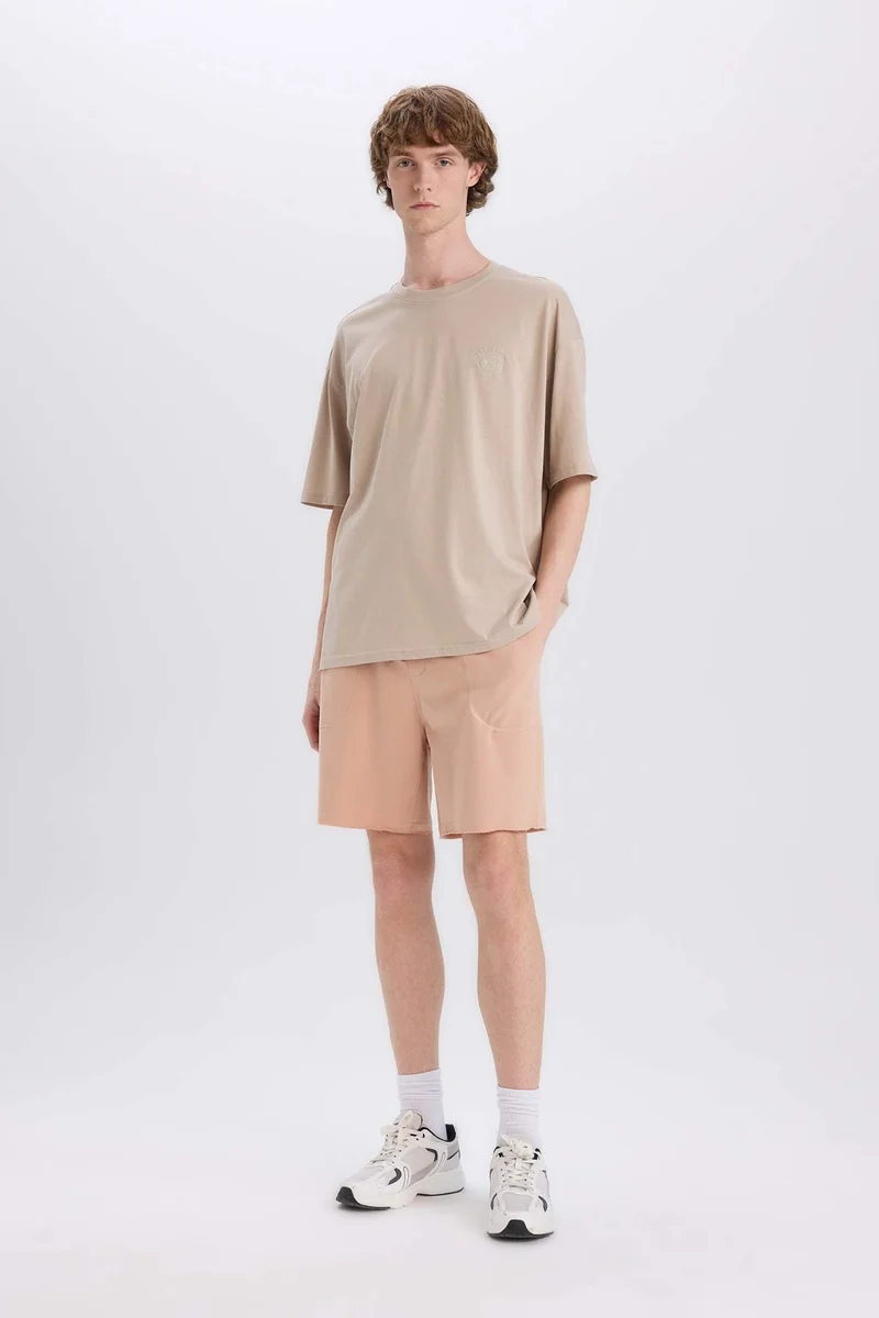 DeFacto Oversize Crew Neck Back Printed Cotton T-Shirt