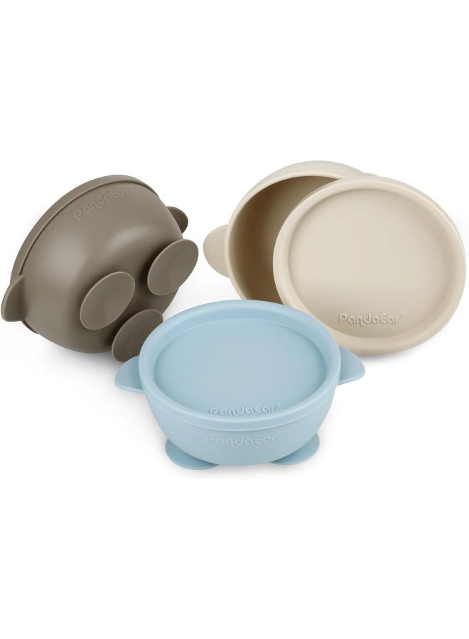 PandaEar 3 x Baby Suction Bowls with Lids - Image 1