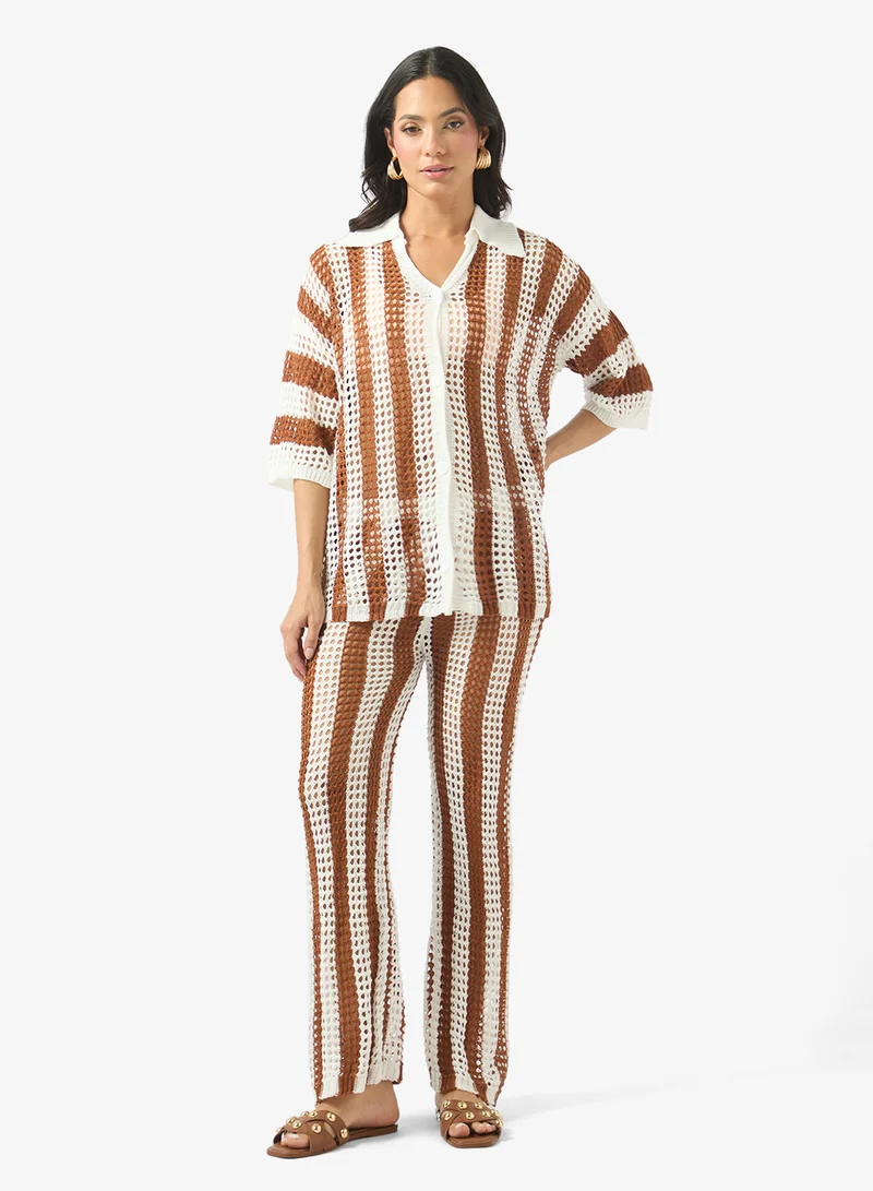 سولايرا Striped Beach Coord Pant Set