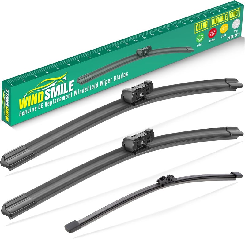 WINDSMILE 24" 20" 14" Windshield Wiper Blades Replacement for Volvo XC40 2019 2020 2021 2022 2023 2024 / XC 40 Recharge 2021-2024 / V90 Cross Country 2017-2024 Premium All Weather Front Rear Wipers-(Pack of 3) - Image 1