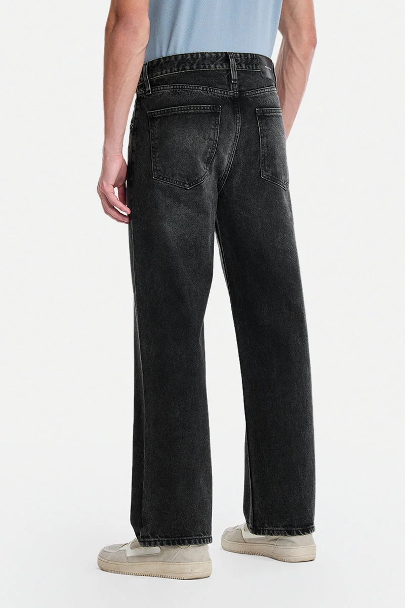 SNITCH Black Black Solid Straight Fit Casual Jeans for Men | Best Price UAE