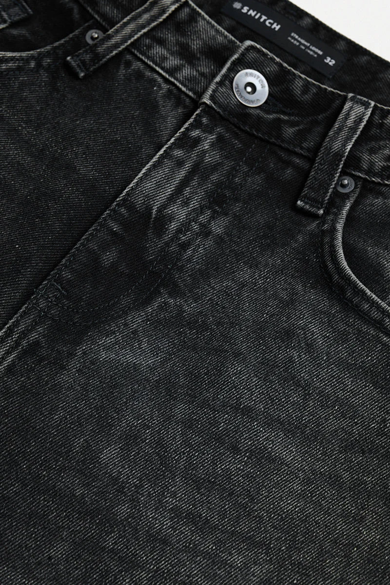 SNITCH Black Black Solid Straight Fit Casual Jeans for Men | Best Price UAE