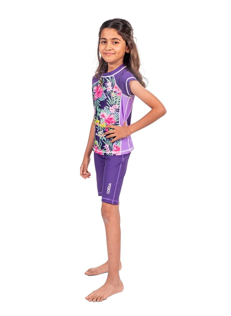 COEGA SUNWEAR COEGA Kids Girls Skirted Shorts - Purple Blue Tropical