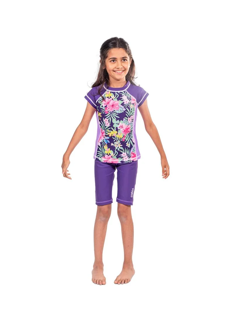 COEGA SUNWEAR COEGA Kids Girls Skirted Shorts - Purple Blue Tropical