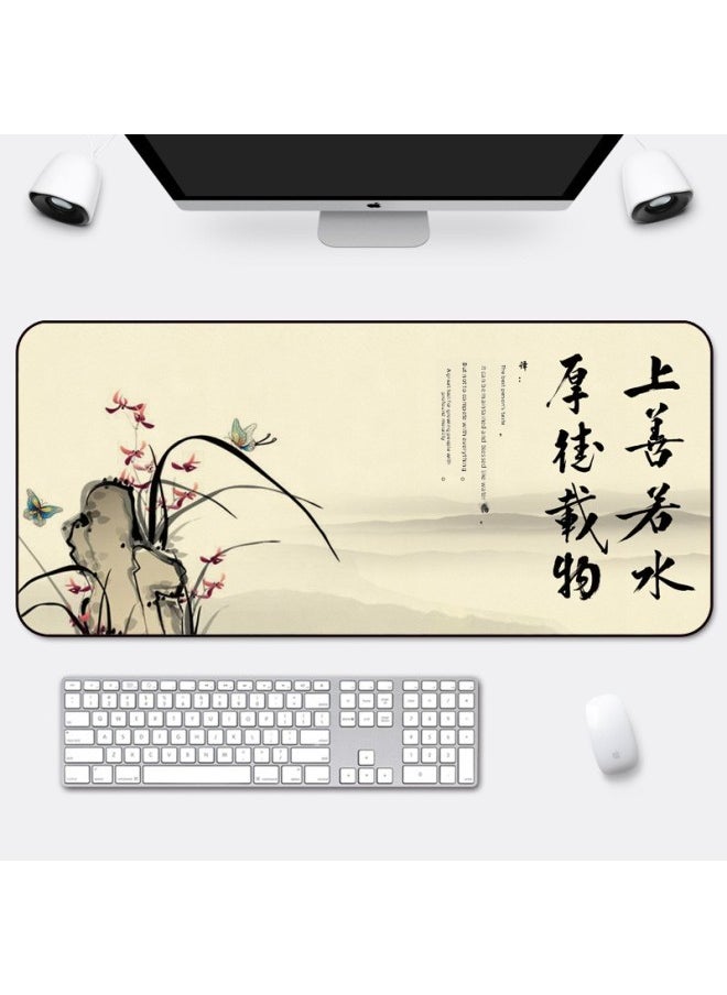 Generic - Chinese Style Oversized Mouse Pad Custom Thickened Office Cartoon Keyboard Pad Game Lock Edge Desktop Computer Desk Pad-Color:800x300x3mm-Pattern:Zhang Daqian Splashed Ink Chinese Painting Landscape - Image 1