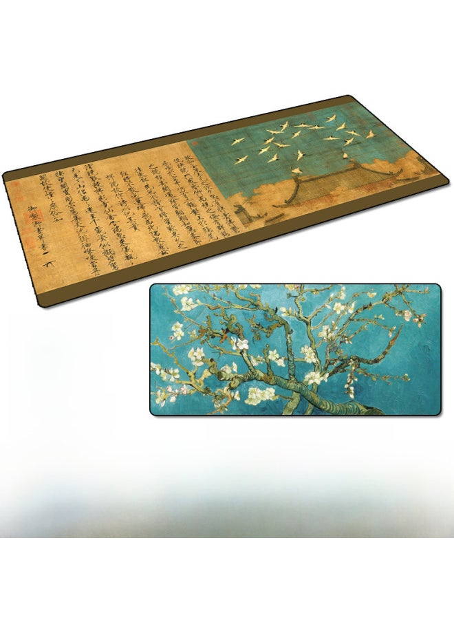 Generic - Chinese Style Oversized Mouse Pad Custom Thickened Office Cartoon Keyboard Pad Game Lock Edge Desktop Computer Desk Pad-Color:800x300x3mm-Pattern:Zhang Daqian Splashed Ink Chinese Painting Landscape - Image 1