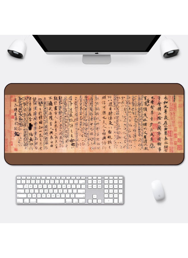 Generic - Chinese Style Oversized Mouse Pad Custom Thickened Office Cartoon Keyboard Pad Game Lock Edge Desktop Computer Desk Pad-Color:800x300x3mm-Pattern:Zhang Daqian Splashed Ink Chinese Painting Landscape - Image 1