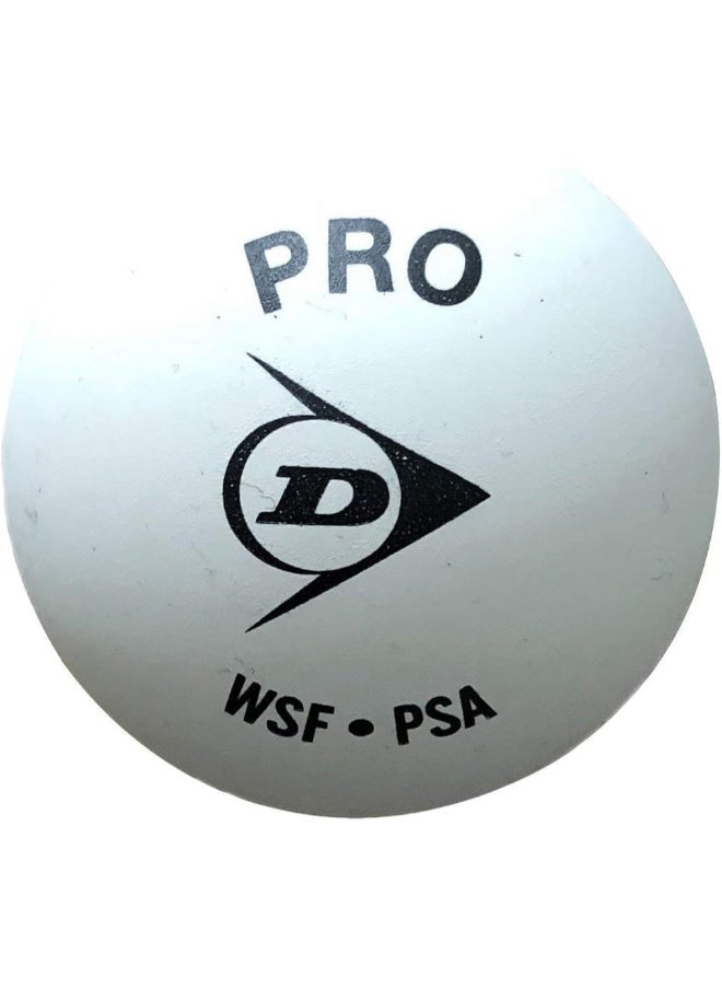 DUNLOP Dunlop White Pro Squash Ball, Box of 12 