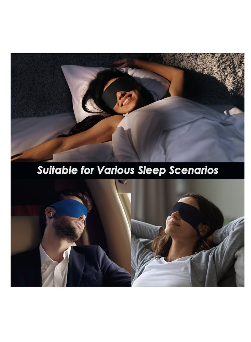3pc Over-The-Ear Sleeping Mask Set with Ear Loops - Ultra-Soft Lightweight Eye Mask for Men, Women, Couples - Ideal for Travel, Yoga, Nap - Includes Earplugs - Image 4