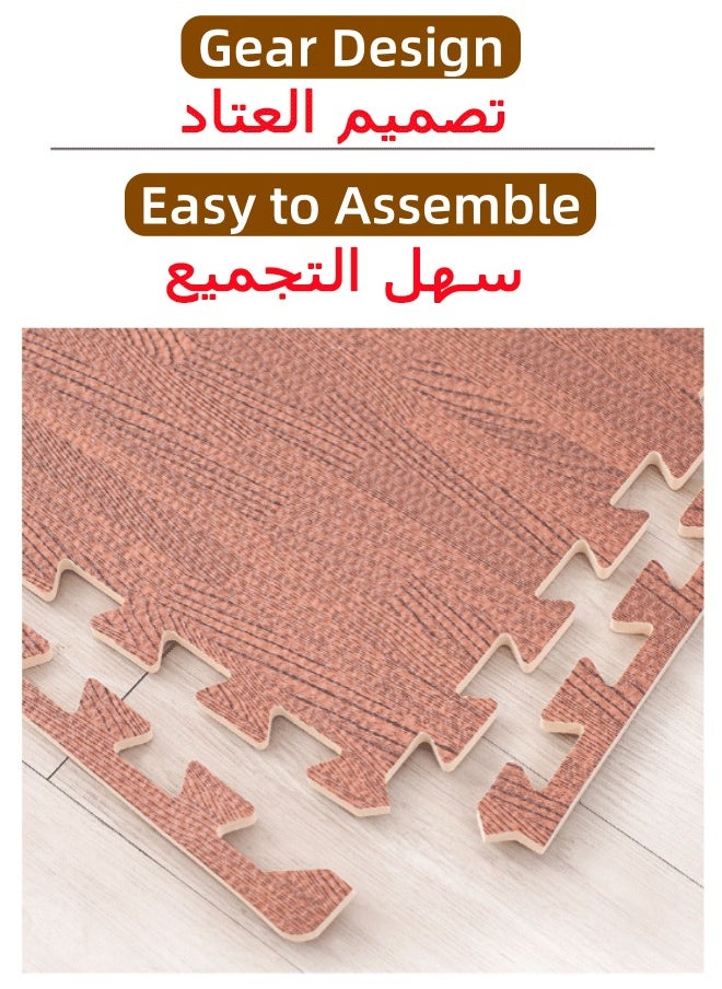 Generic - 4Pcs Puzzle Floor Mats, Foam Floor Tiles Wood Grain Interlocking Mats Foam Interlocking Tiles Exercise Mat Floor Mat Crawling Mat Carpet with Border for Home Gym - Image 1