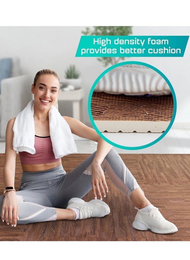 Generic - 4Pcs Puzzle Floor Mats, Foam Floor Tiles Wood Grain Interlocking Mats Foam Interlocking Tiles Exercise Mat Floor Mat Crawling Mat Carpet with Border for Home Gym - Image 1