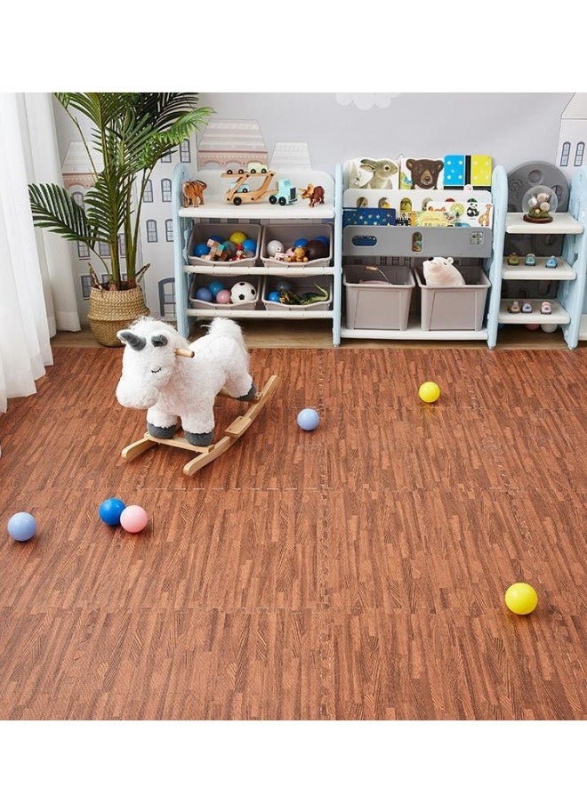 Generic - 4Pcs Puzzle Floor Mats, Foam Floor Tiles Wood Grain Interlocking Mats Foam Interlocking Tiles Exercise Mat Floor Mat Crawling Mat Carpet with Border for Home Gym - Image 1