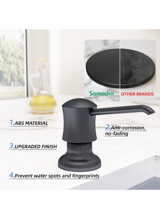 SAMODRA Kitchen Soap Dispenser Refill from The Top Countertop Kitchen Bathroom Soap Dispenser with 17 OZ Bottle (Black Matte) - Image 4