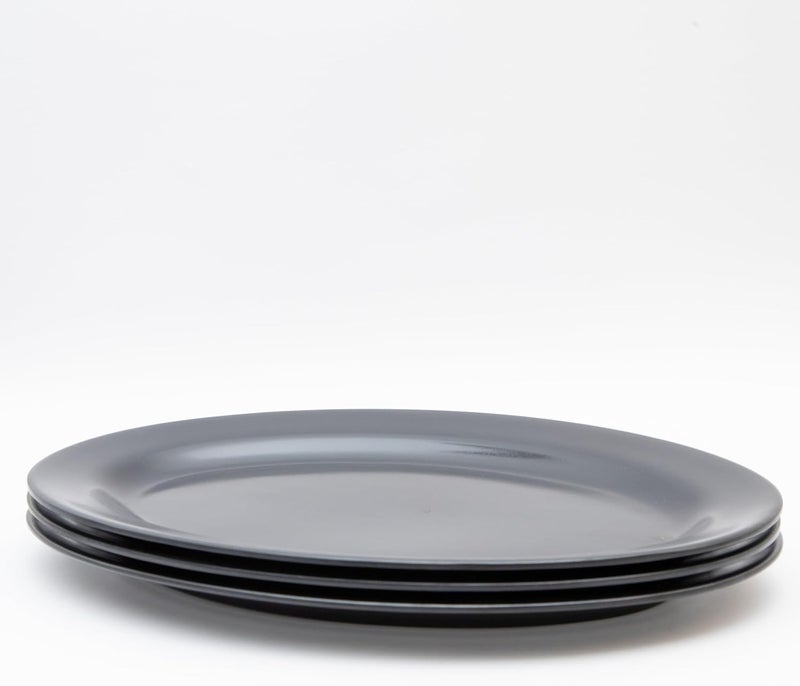 MN 3 Piece Premium Melamine Oval Serving Plate Black | Easy to Store Durable Shatterproof Dishwasher Safe Multiple Sizes | Unbreakable Melamine Oval Serving Plate (40cm) - Image 5