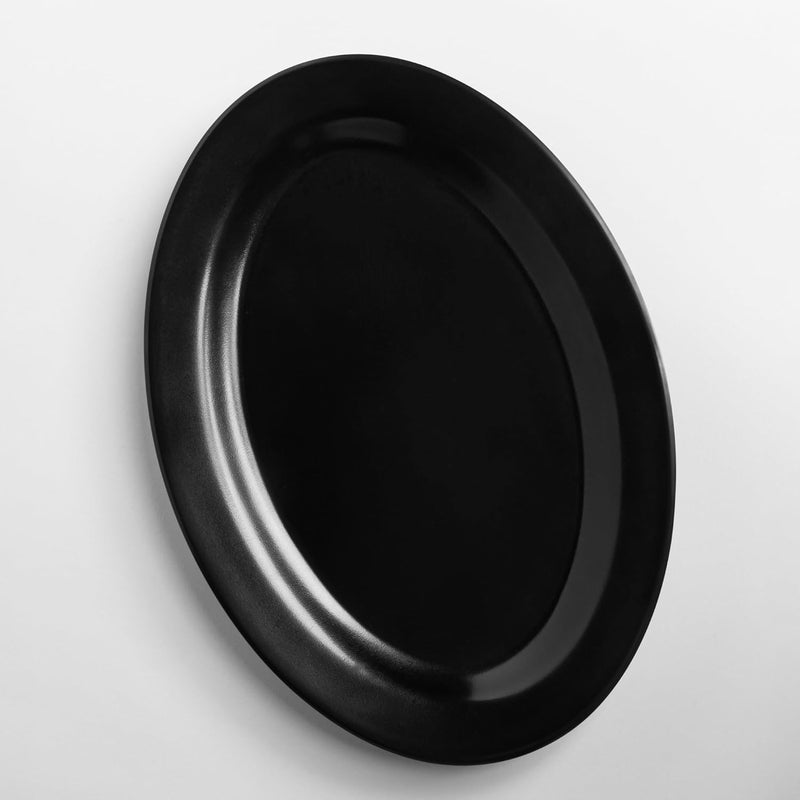 MN 3 Piece Premium Melamine Oval Serving Plate Black | Easy to Store Durable Shatterproof Dishwasher Safe Multiple Sizes | Unbreakable Melamine Oval Serving Plate (40cm) - Image 2