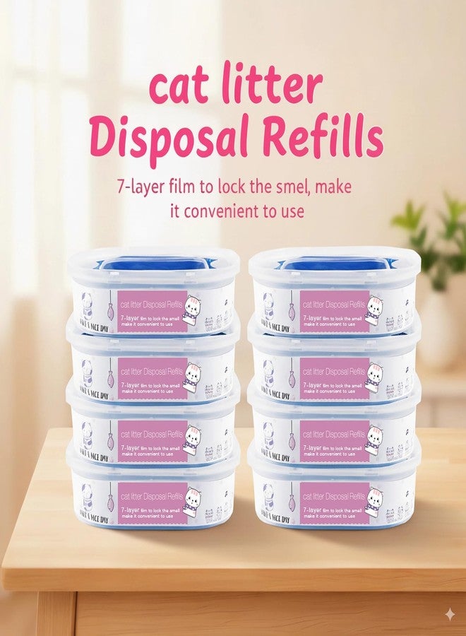 AIMIDODO 8 Pack 28FT Cat Litter Refill Cartridge, Compatible with Pet Genie Standard/Plus/Style Pail Refills, Up to 32 Months of Supply, 7 layer Odor Control Jumbo Refill Cartridge - Image 2
