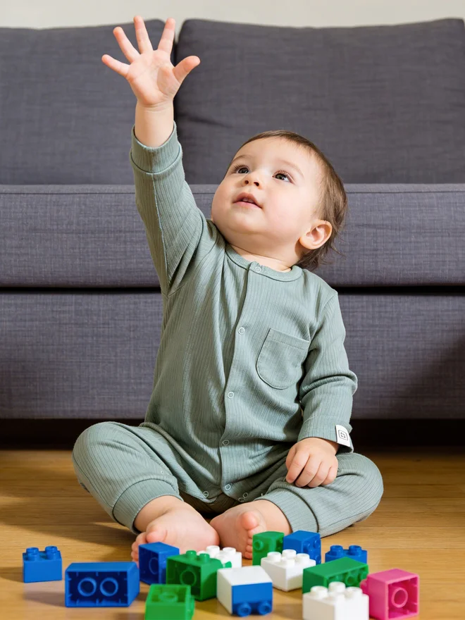بابيز_بيسك Babies Basic Premium Ribbed Cotton Sleepsuit/Romper