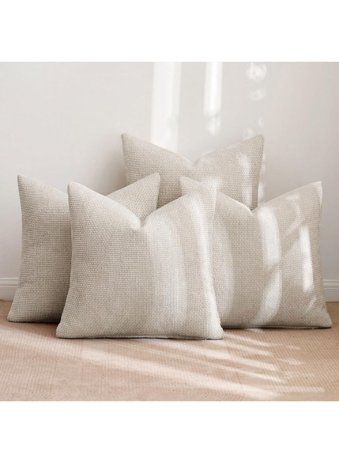 Chenille Pillow Covers Set of 4,   Cushion Cover，Neutral Soft Decorative Throw Pillow Covers for Farmhouse Boho Modern Home Decor, Couch, Sofa, Living Room 45cm x45cm - Image 2