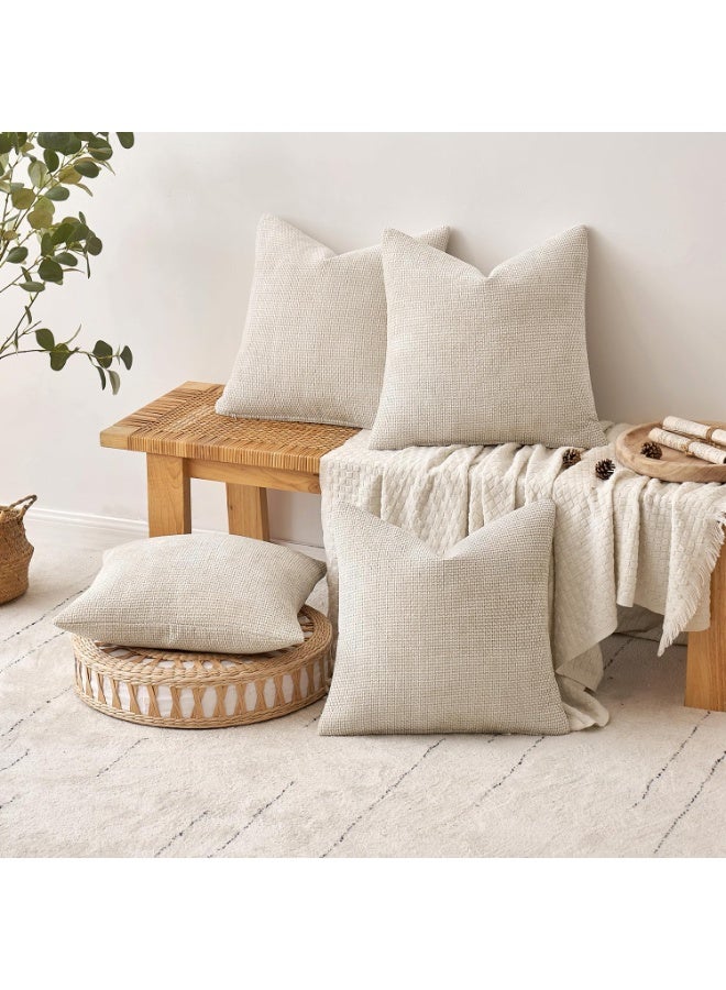 Chenille Pillow Covers Set of 4,   Cushion Cover，Neutral Soft Decorative Throw Pillow Covers for Farmhouse Boho Modern Home Decor, Couch, Sofa, Living Room 45cm x45cm - Image 4