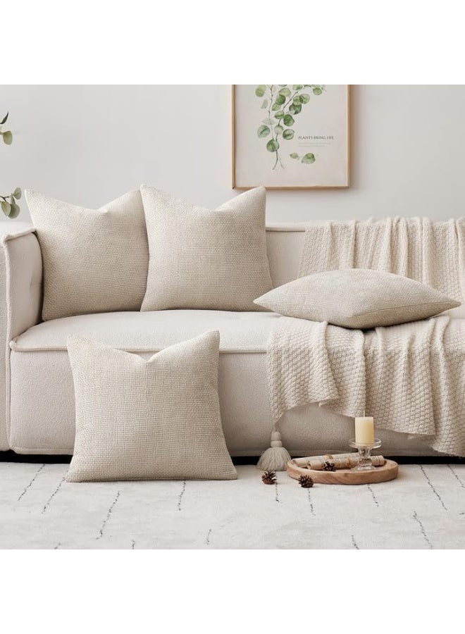 Chenille Pillow Covers Set of 4,   Cushion Cover，Neutral Soft Decorative Throw Pillow Covers for Farmhouse Boho Modern Home Decor, Couch, Sofa, Living Room 45cm x45cm - Image 5