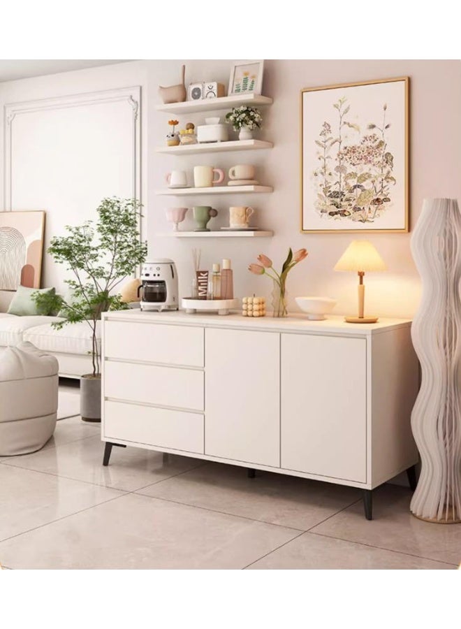 Sideboard Cabinet,Storage Drawer Unit, Closet Organizer with 2 Doors 3 Drawers Adjustable Shelves,Multifunctional Console Cabinet for Living Room, Kitchen, Dinning Room (White, 140 x 40x 75 CM) - Image 2