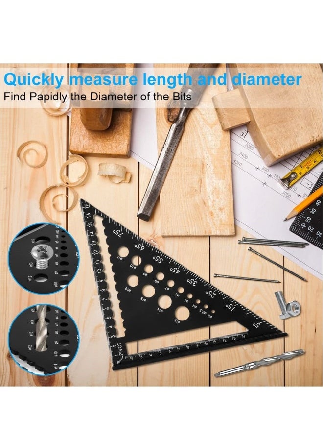 Generic - Triangle Ruler, High Precision Aluminum Alloy Triangle Ruler, Triangle Ruler Protractor, Aluminum Carpenters Roofing Square, Metric Woodwork Square, Layout Measuring Tool for Carpenter - Image 1